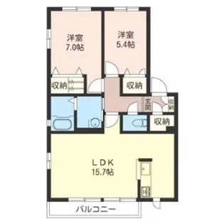 ソレイユ B【2階】の間取り