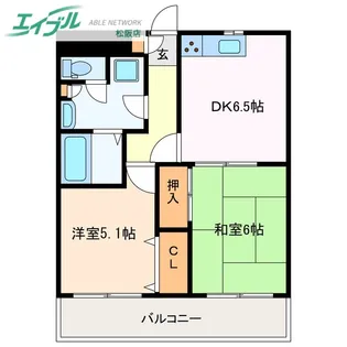 中央マンション松阪【2階】の間取り