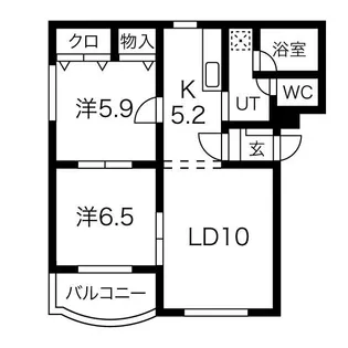 ミヤビタウンB棟【3階】の間取り