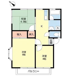 第1ホソノハイツ【2階】の間取り