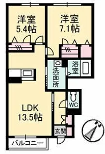 シャーメゾンにしもり A棟【1階】の間取り