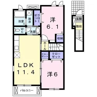 ラフレシール笛吹八田A【2階】の間取り