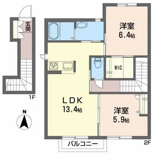 ノースフォレストB【1階】の間取り
