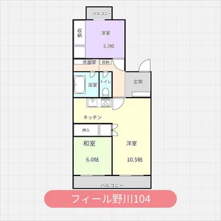 フィール野川B棟0104【1階】の間取り