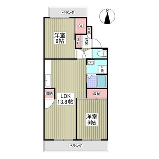 行田ハイツ2号棟【3階】の間取り