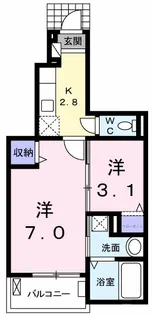 リバーヴィレッジI【1階】の間取り