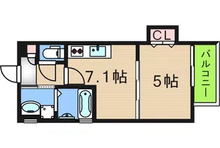 クリエオーレ安立【1階】の間取り