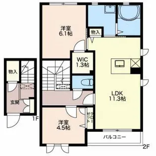 シャーメゾン・エヴィデンスB【2階】の間取り