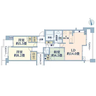 コルティーレ山手町グランドエステート【2階】の間取り