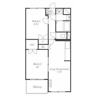 神奈川県平塚市田村1【マンション】の間取り