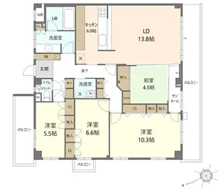 アトリウム白鷺【2階】の間取り