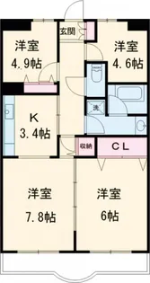 ルミエール西綾瀬【5階】の間取り