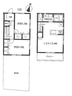 神奈川県横浜市神奈川区栗田谷【一戸建】の間取り