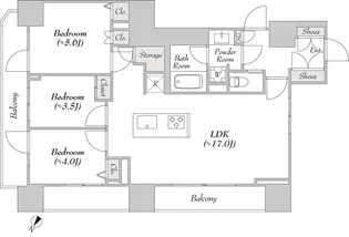 ルミーク北品川【10階】の間取り