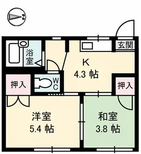 コーポ上山 B棟【1階】の間取り