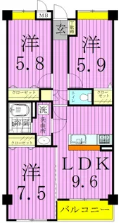 ヌーベルバーグ常盤平【5階】の間取り