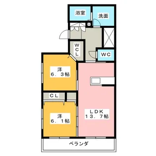 スカイヴィラ本山【2階】の間取り