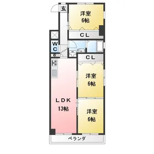 サンピア植田【9階】の間取り