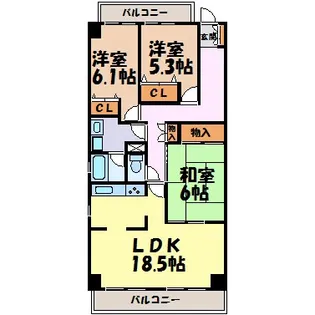 サクラ雪見レジデンス【2階】の間取り