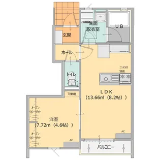 PLUSモロヤマ B【1階】の間取り