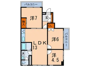 パークサイド白山【1階】の間取り