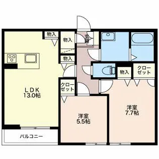 マストタウン神道寺 B102【1階】の間取り