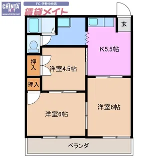 グリーンコーポ小林 B【2階】の間取り