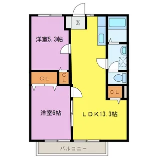 ラ・フォーレ西条A【2階】の間取り