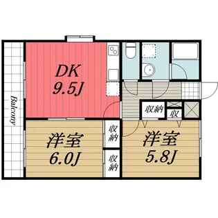 千葉県千葉市若葉区若松町【マンション】の間取り