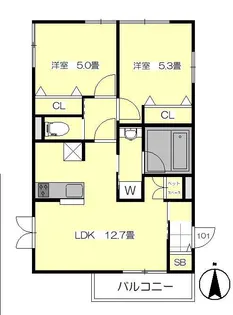 メゾン シャルール【1階】の間取り