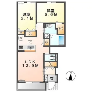 ヴァンテージ御幸【1階】の間取り