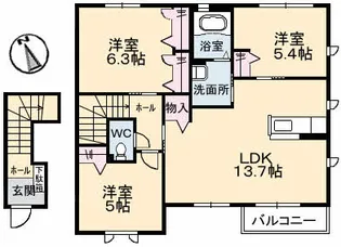 ウィンドハウス A【2階】の間取り