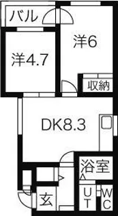 αNEXT札幌第14【4階】の間取り