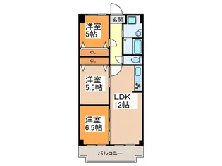 コ-ラルハイツ平野【9階】の間取り