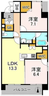 グランサンク背戸口【6階】の間取り