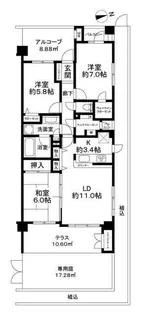 レクセルマンション原木中山【1階】の間取り