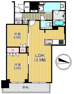 ブランズタワー梅田North【29階】の間取り