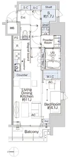 ベルファース蒲田West【8階】の間取り