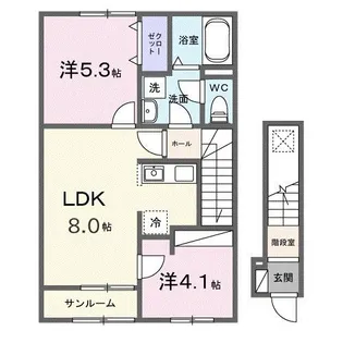 シャトーKINKI A【2階】の間取り