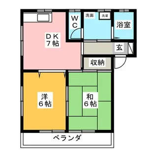 ハマノハイツC【1階】の間取り