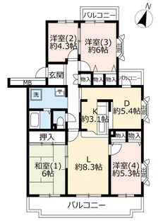 UR千葉ニュータウン原山第二【3階】の間取り