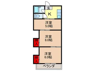 三熊ハイツ渚5号【3階】の間取り