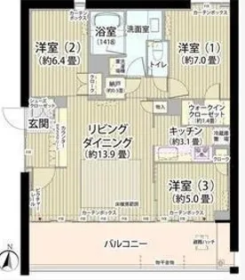ガーデニエール砧WEST【10階】の間取り