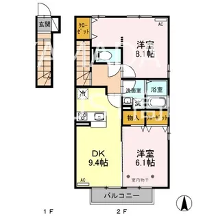 セジュールラソワ A【2階】の間取り