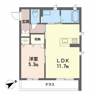 フレスクーラ医大東【1階】の間取り