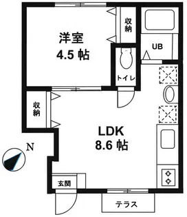 テラス上原240β棟【1階】の間取り