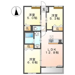 アデランテみくまり【1階】の間取り