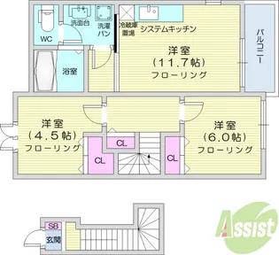 スターヒルズ・アサノB館【2階】の間取り