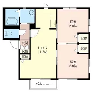 神奈川県厚木市戸田【アパート】の間取り