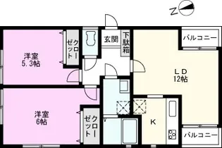 ボンヌ・シャンス【2階】の間取り